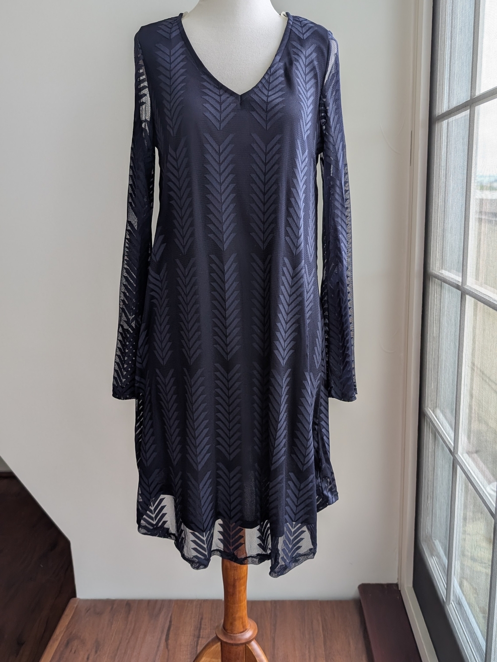 Pinkblush Navy Chevron V-Neck Midi Dress